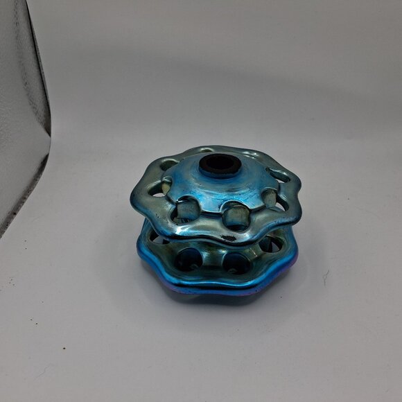 Steuben Glass Iridescent Blue Aurene FLOWER FROG Art Nouveau Style *CHIP*